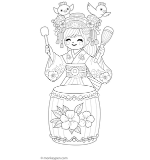Festive Taiko Drums Coloring Page