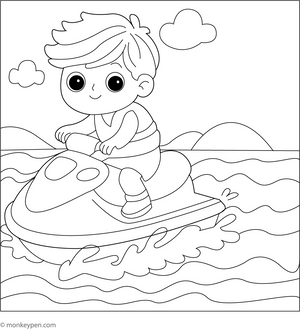 Jet Ski Coloring Page  – fun and educational printable for children