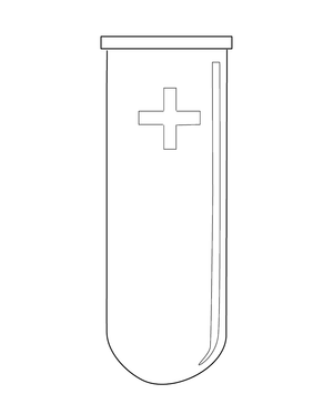 Printable colouring page of a test tube filled with colourful liquid and bubbles, fun science activity for kids to colour and learn.