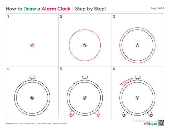 Simple clock drawing for kids to color