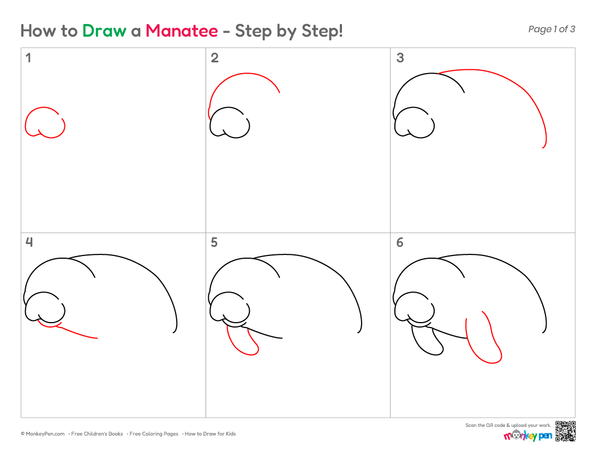 How to Draw a Manatee – Step-by-Step Sea Animal Drawing for Kids