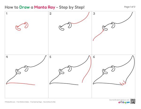 How to Draw a Manta Ray – Easy Step-by-Step Ocean Animal Drawing for Kids