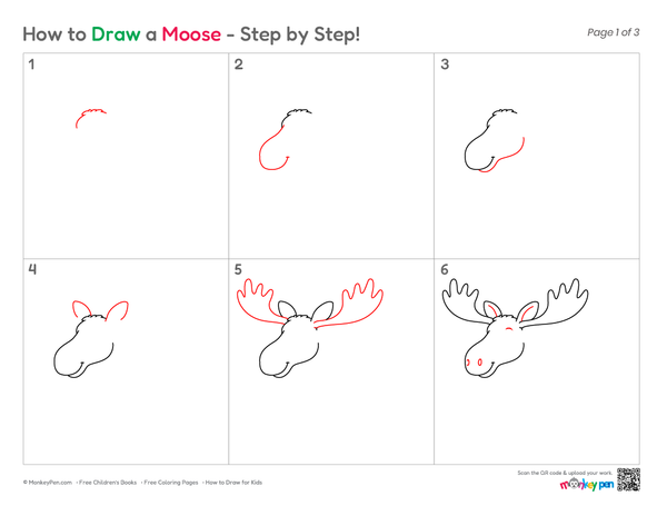 How to Draw a Moose – Simple Step-by-Step Wild Animal Drawing for Kids