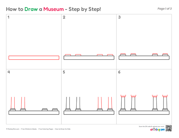 How to Draw a Museum – Easy Step-by-Step Building Drawing for Kids