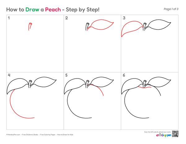 How to Draw a Peach – Easy Step-by-Step Fruit Drawing for Kids