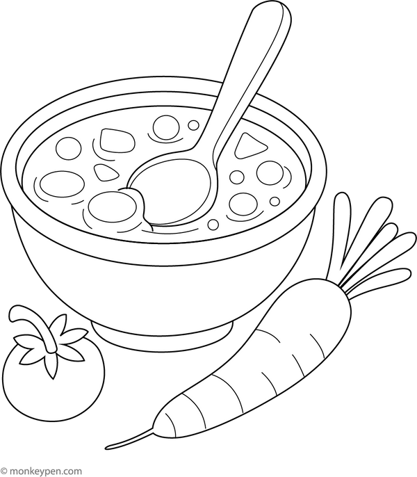 Soup Coloring Page – fun and educational printable for children