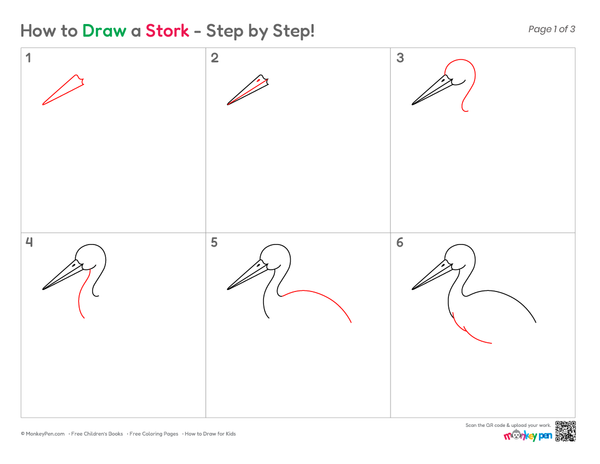 Adorable Stork drawing for children