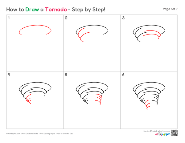 How to Draw a Tornado – Simple Step-by-Step Weather Drawing for Kids