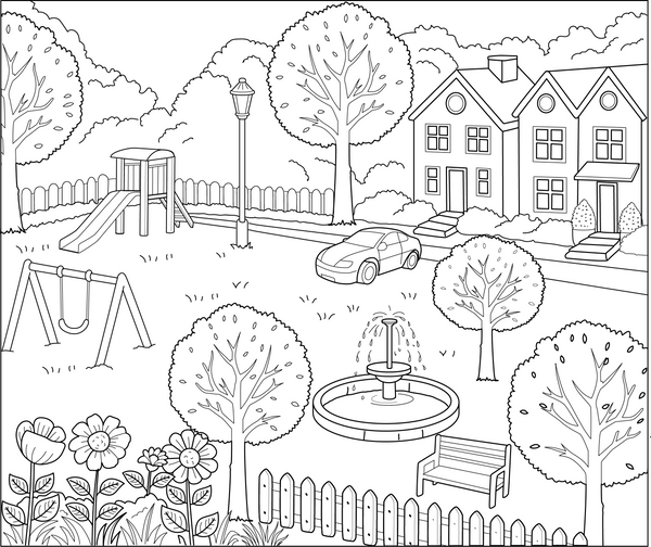 Neighbourhood Coloring Book - Printable PDF