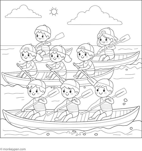 Row Boat Coloring Page