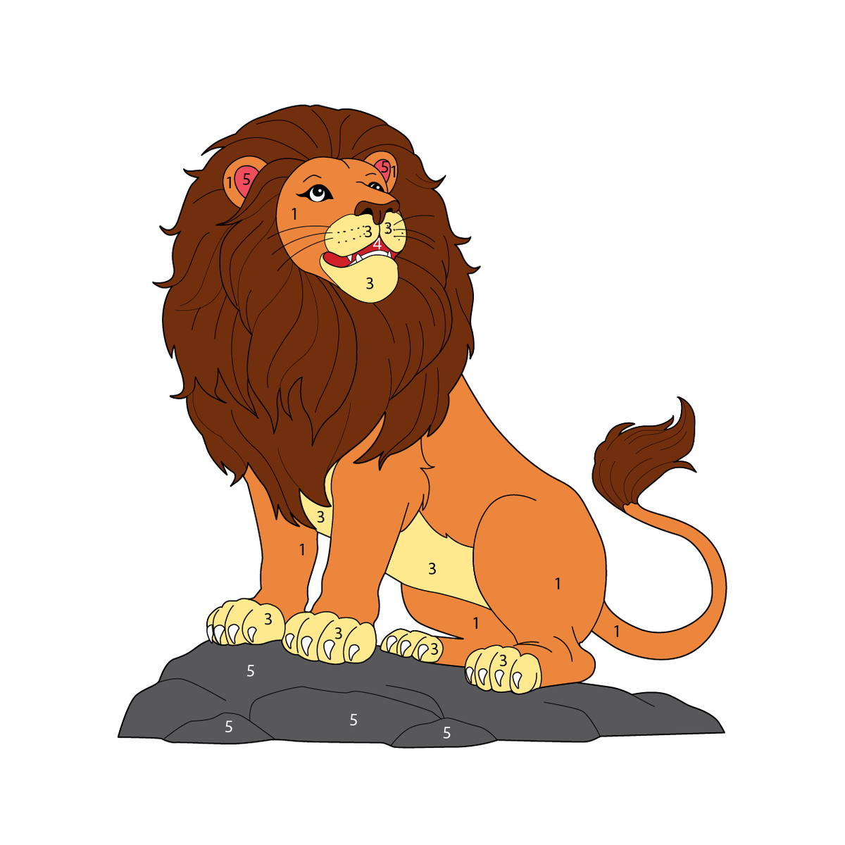 Lion on the Rock | Educational Color by Number Printable