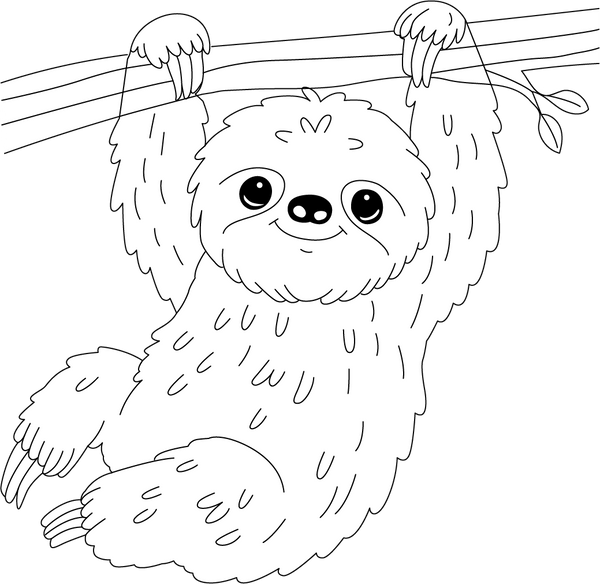 Sloth coloring page – fun and educational printable for children