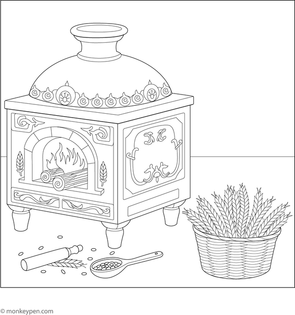 Traditional Oven Coloring Page