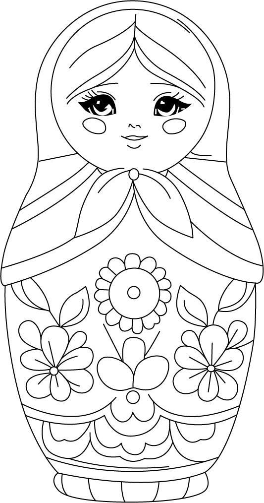 Russian Traditional Babushka Doll coloring page – fun and educational printable for children