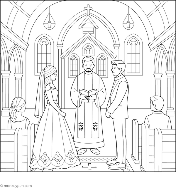 Christian Wedding Coloring Page