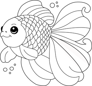 Gold Fish coloring page – printable aquatic animal art for kids