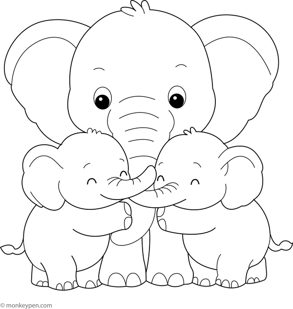 Downloadable Elephant Coloring Book