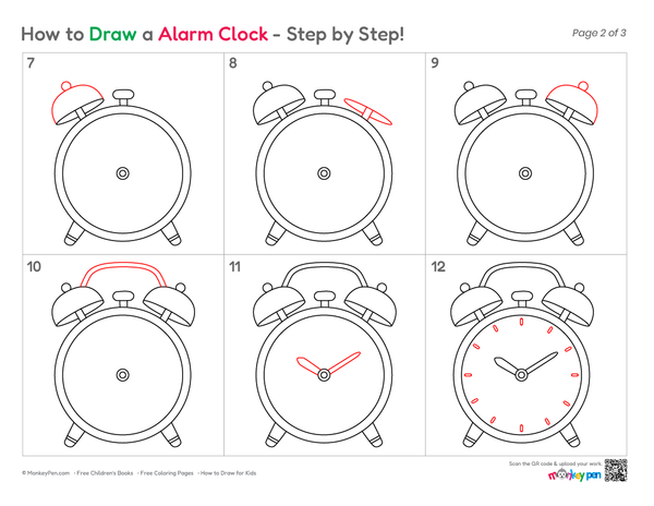 Cute alarm clock illustration for kids