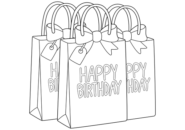 Birthday Goody Bags coloring page – fun and educational printable for children