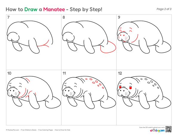 How to Draw a Manatee – Step-by-Step Sea Animal Drawing for Kids