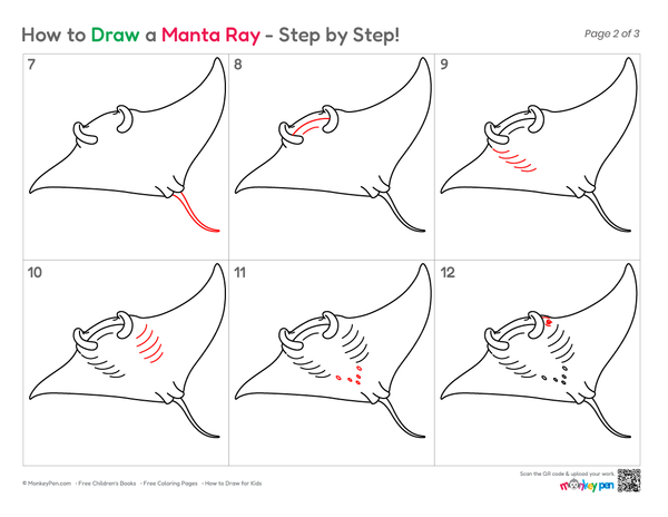 How to Draw a Manta Ray – Easy Step-by-Step Ocean Animal Drawing for Kids
