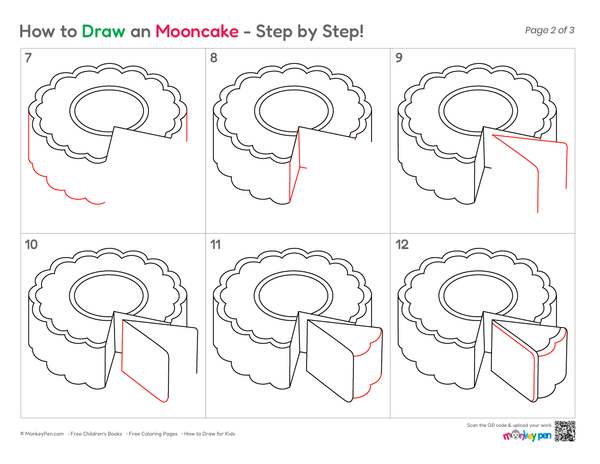 Cute mooncake drawing for kids to color