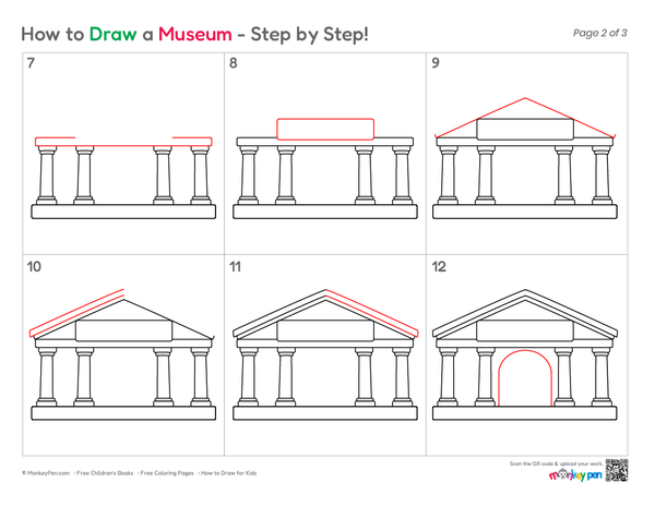 How to Draw a Museum – Easy Step-by-Step Building Drawing for Kids