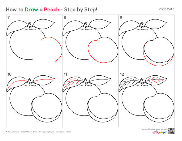 How to Draw a Peach – Easy Step-by-Step Fruit Drawing for Kids