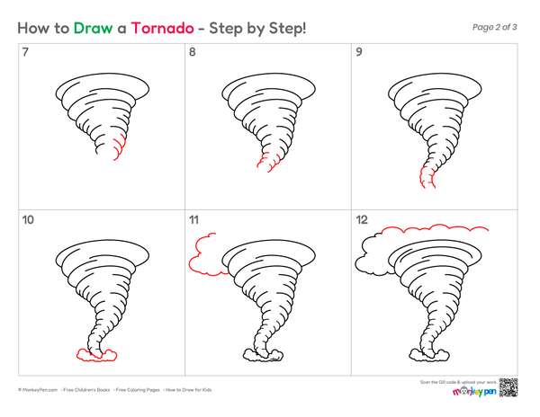 How to Draw a Tornado – Simple Step-by-Step Weather Drawing for Kids
