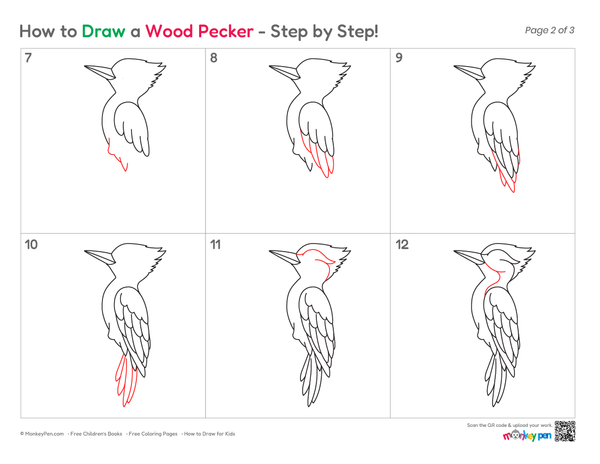 Simple woodpecker illustration for children.