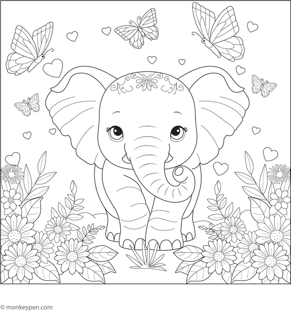 Downloadable Elephant Coloring Book
