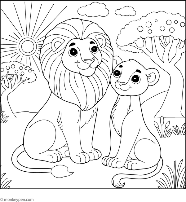 Printable Lion Coloring Book