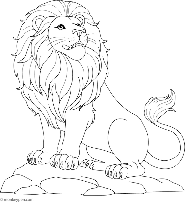 Lion on Rock Coloring Page – fun and educational printable for children