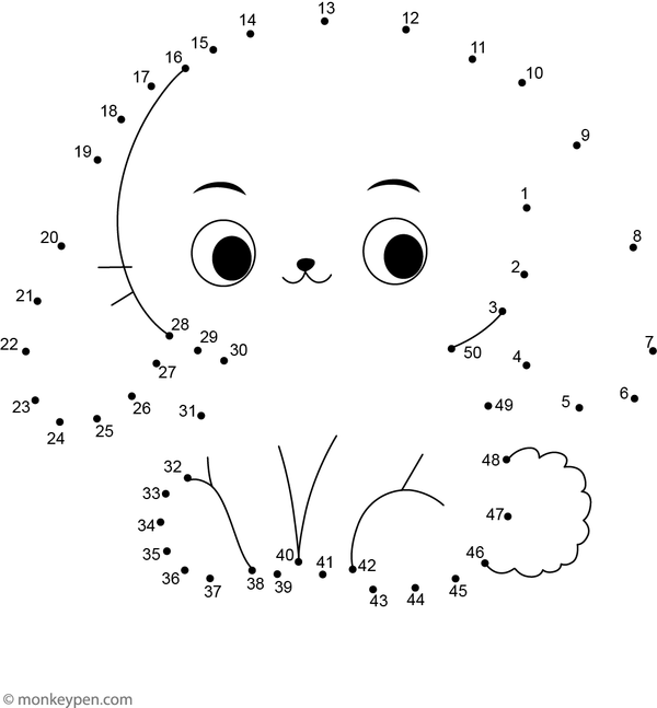 A cute rabbit with long ears and a fluffy tail is formed as children connect dots in this simple activity.