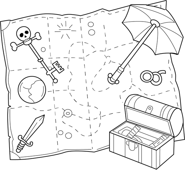 Treasure Map coloring page – fun and educational printable for children