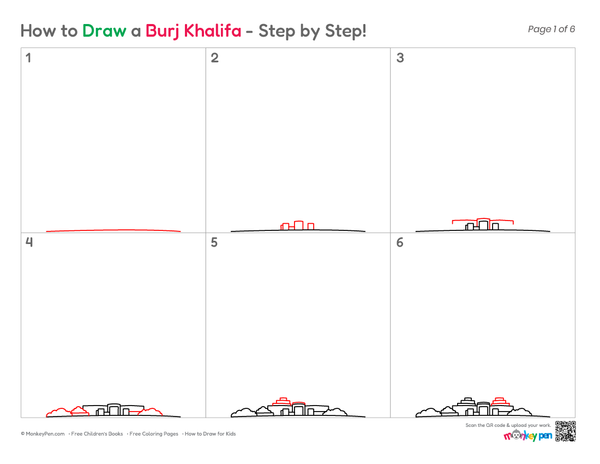 How to Draw the Burj Khalifa – Step-by-Step Landmark Drawing for Kids