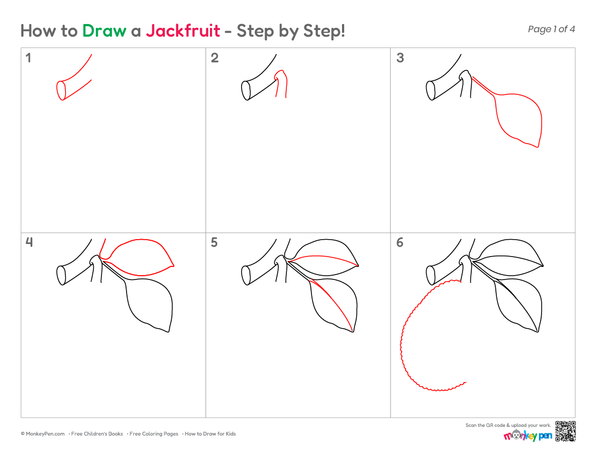 How to Draw a Jackfruit – Simple Step-by-Step Fruit Drawing for Kids