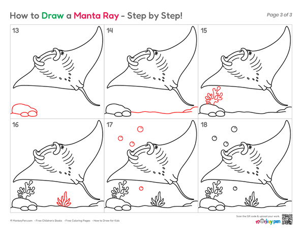 How to Draw a Manta Ray – Easy Step-by-Step Ocean Animal Drawing for Kids