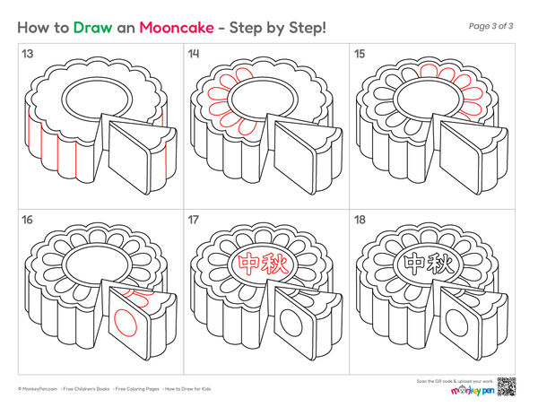 Easy mooncake illustration for children
