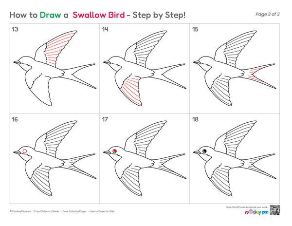 Cute swallow bird illustration for children