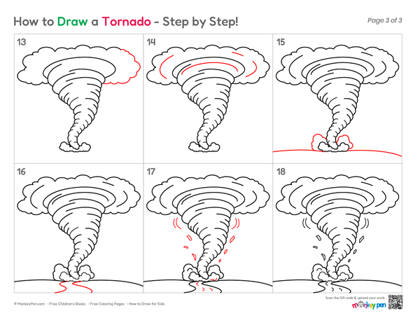 How to Draw a Tornado – Simple Step-by-Step Weather Drawing for Kids