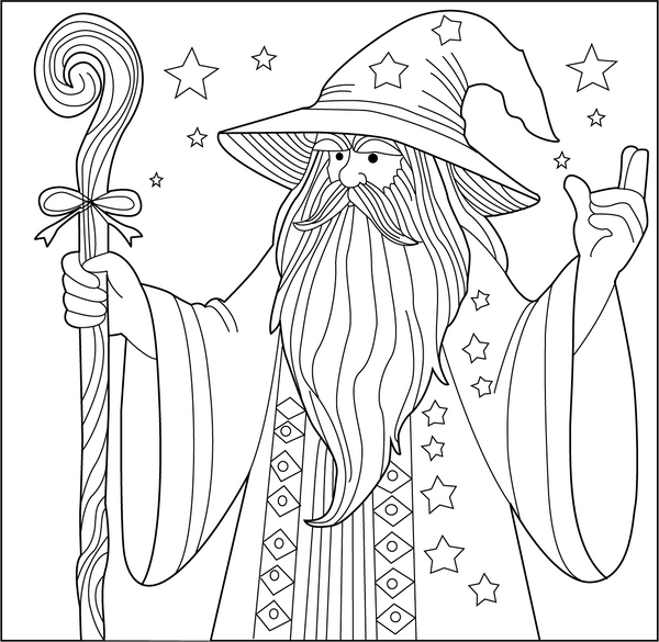 Old Wizard Coloring Page – fun and educational printable for children