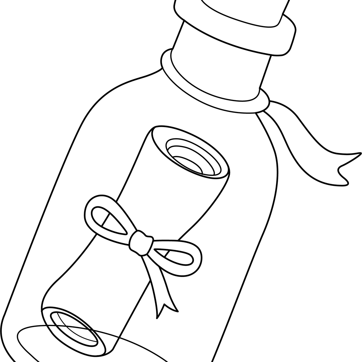 Bottle With Letter Coloring Page