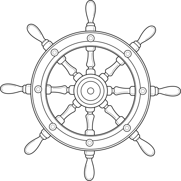 Rudder Ship Steering Wheel coloring page – fun and educational printable for children
