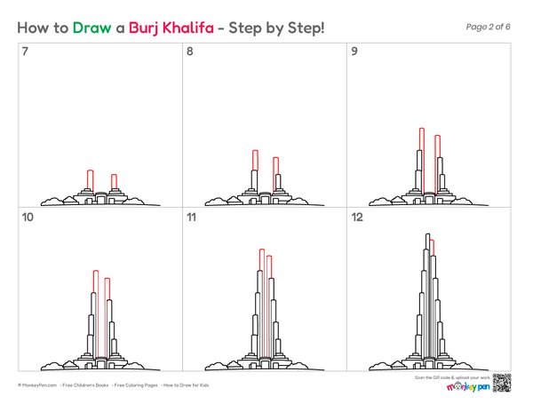 How to Draw the Burj Khalifa – Step-by-Step Landmark Drawing for Kids