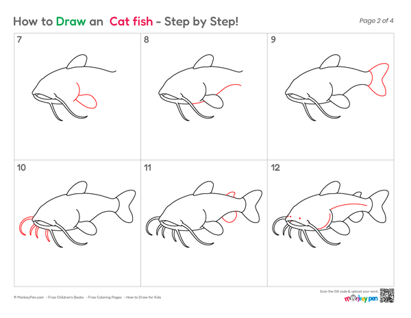 Cute Catfish drawing to color