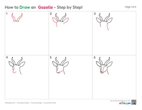 Easy-to-draw gazelle for children