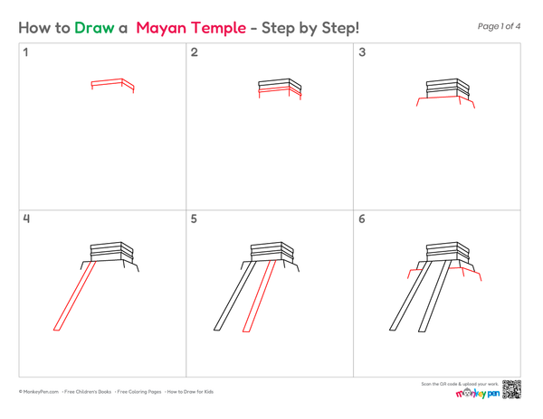 Simple historical temple illustration for children
