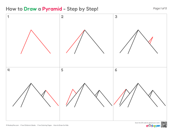 How to Draw a Pyramid – Easy Step-by-Step Landmark Drawing for Kids