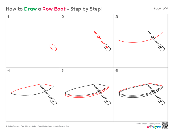 Easy-to-draw row boat for beginners